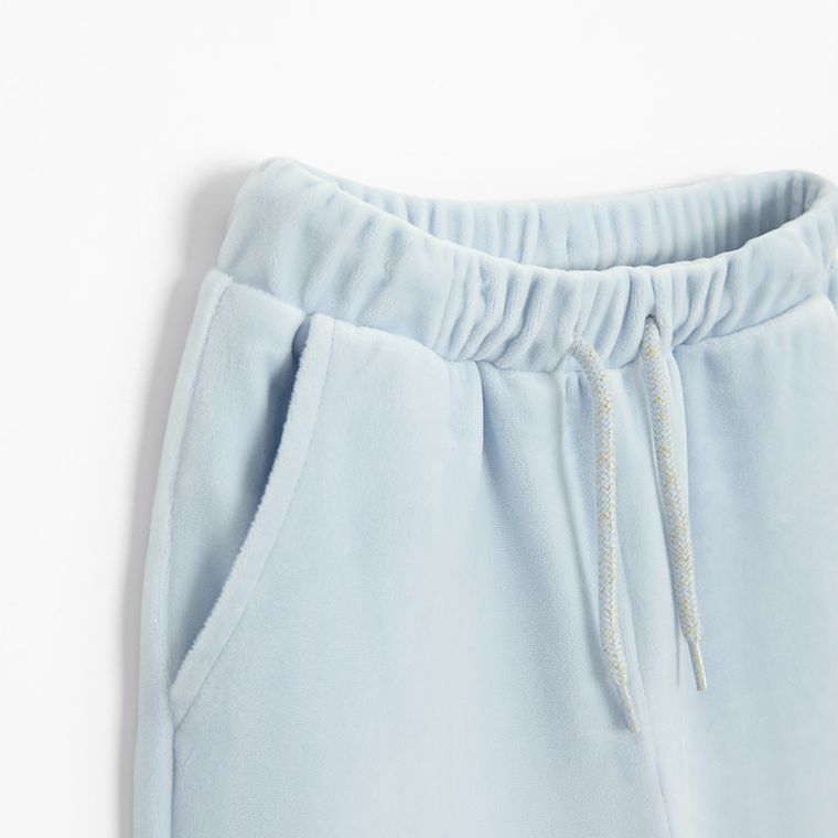 Cool Club, Spodnie dresowe dziewczęce, flare, welurowe, niebieskie