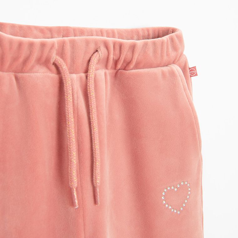 Cool Club, Spodnie dresowe dziewczęce, flare, welurowe, różowe