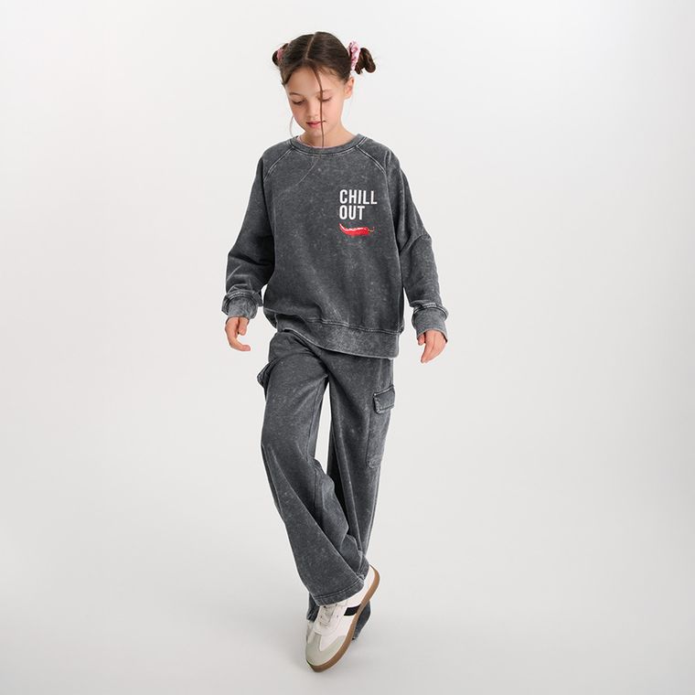 Cool Club, Spodnie dresowe dziewczęce, wide, grafitowe