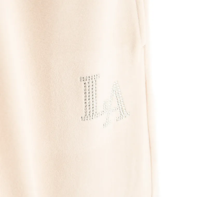 Cool Club, Spodnie dresowe dziewczęce, wide leg, welurowe, beżowe