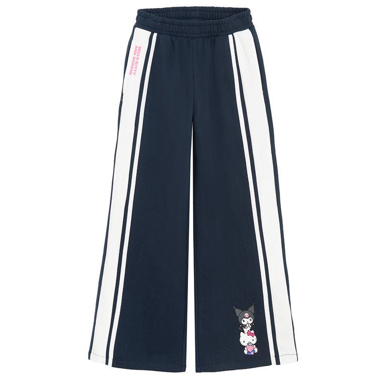 Cool Club, Spodnie dresowe dziewczęce, wide, ocieplane, granatowe, Hello Kitty and Friends