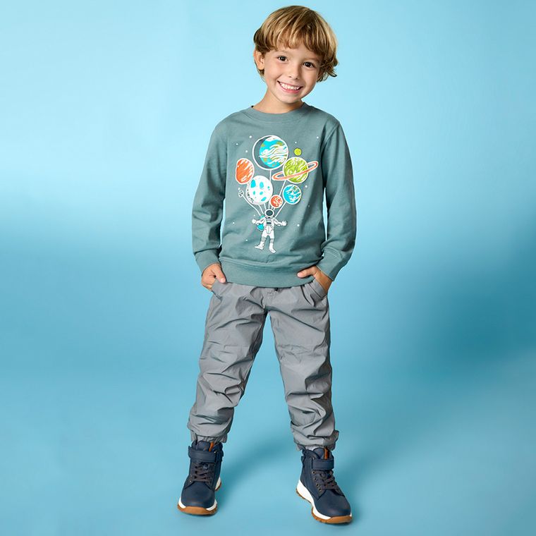 Cool Club, Spodnie materiałowe chłopięce, odblaskowe, srebrne