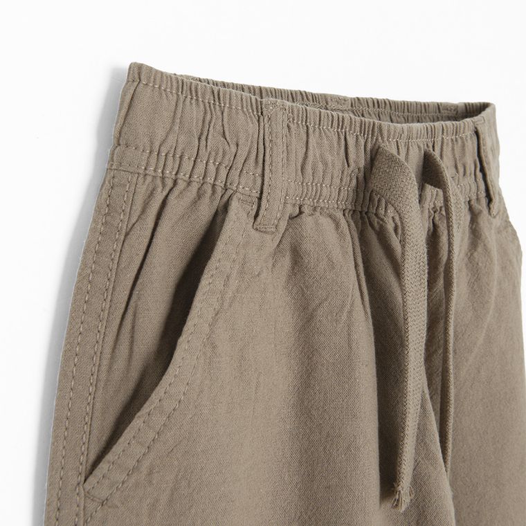 Cool Club, Spodnie materiałowe chłopięce, z lnem, relaxed, brązowe