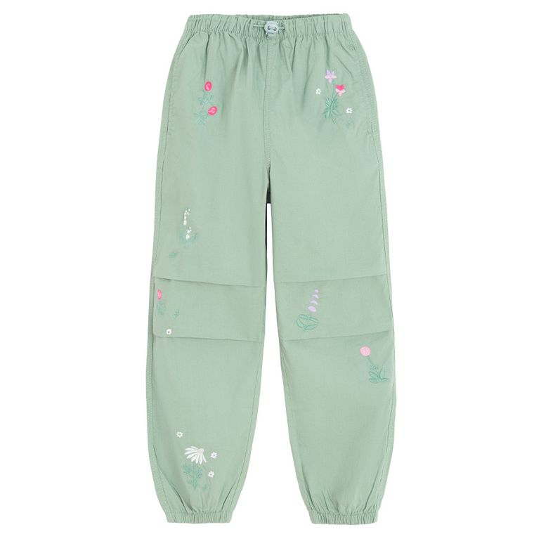 Cool Club, Spodnie materiałowe dziewczęce, parachute, zielone