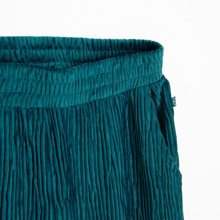 Cool Club, Spodnie materiałowe dziewczęce, welurowe, prążkowane, turkusowe