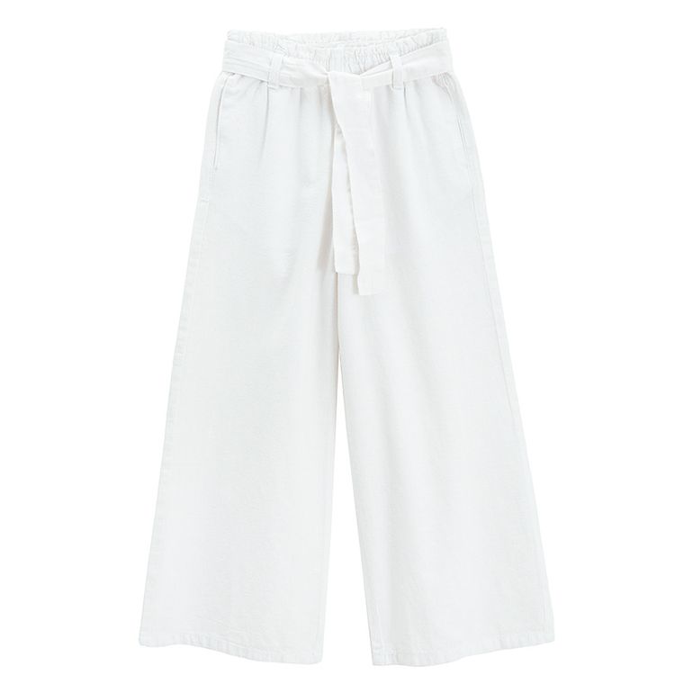 Cool Club, Spodnie materiałowe dziewczęce, z lnem, culotte, białe