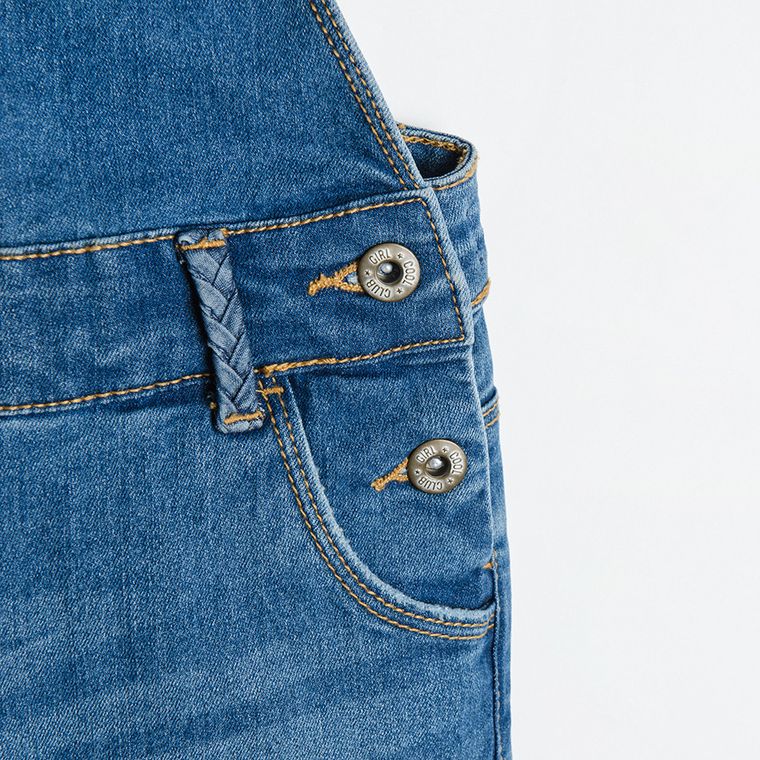 Cool Club, Spodnie ogrodniczki jeansowe dziewczęce, denim