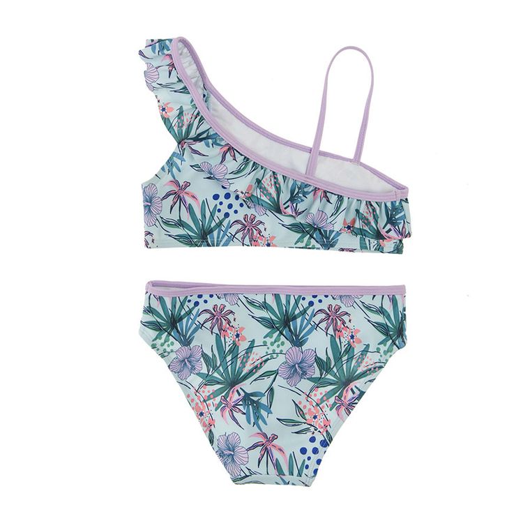 Cool Club, Strój kąpielowy dziewczęcy dwuczęściowy, kwiaty, liście