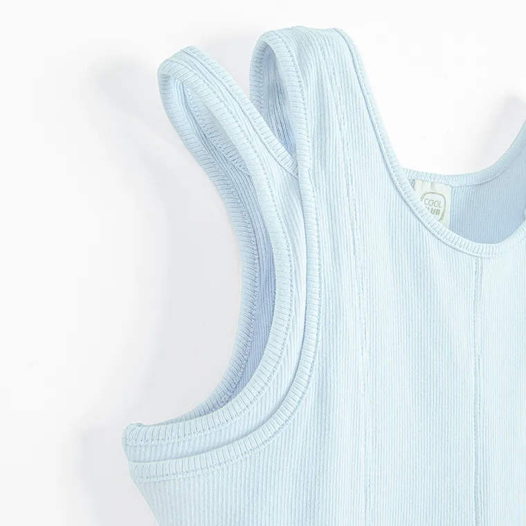 Cool Club, Sukienka dziewczęca bez rękawów, prążkowana, niebieska