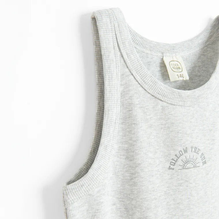 Cool Club, Sukienka dziewczęca bez rękawów, prążkowana, szara