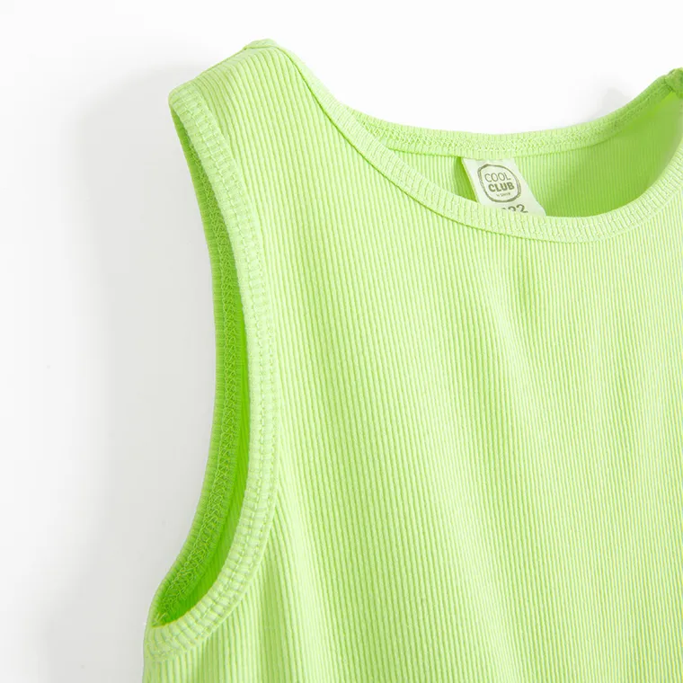 Cool Club, Sukienka dziewczęca bez rękawów, prążkowana, zielona