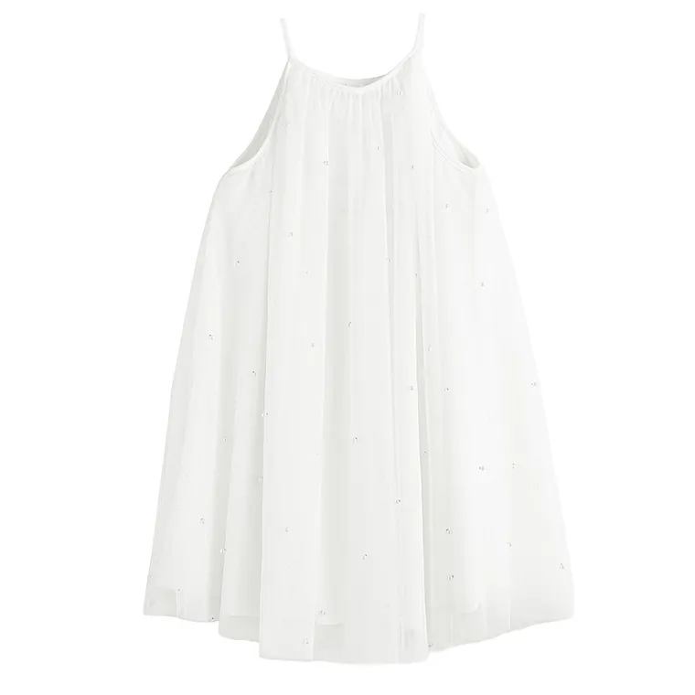 Cool Club, Sukienka dziewczęca na ramiączka, biała