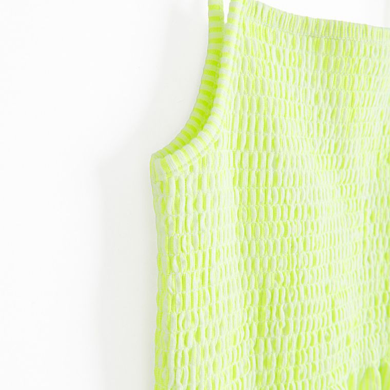 Cool Club, Sukienka dziewczęca na ramiączka, prążkowana, zielona fluo