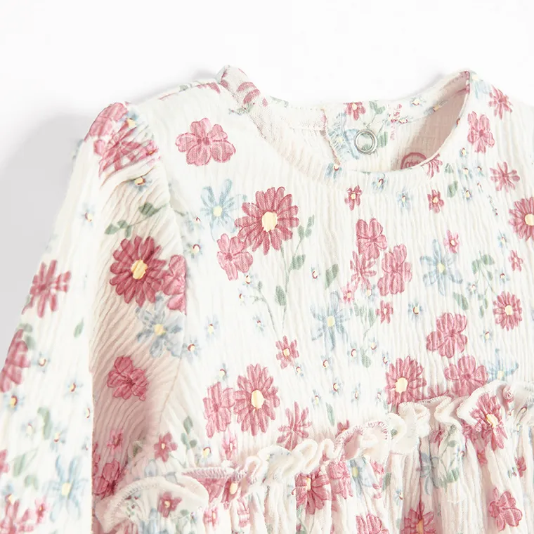 Cool Club, Sukienka dziewczęca z długim rękawem, beżowa