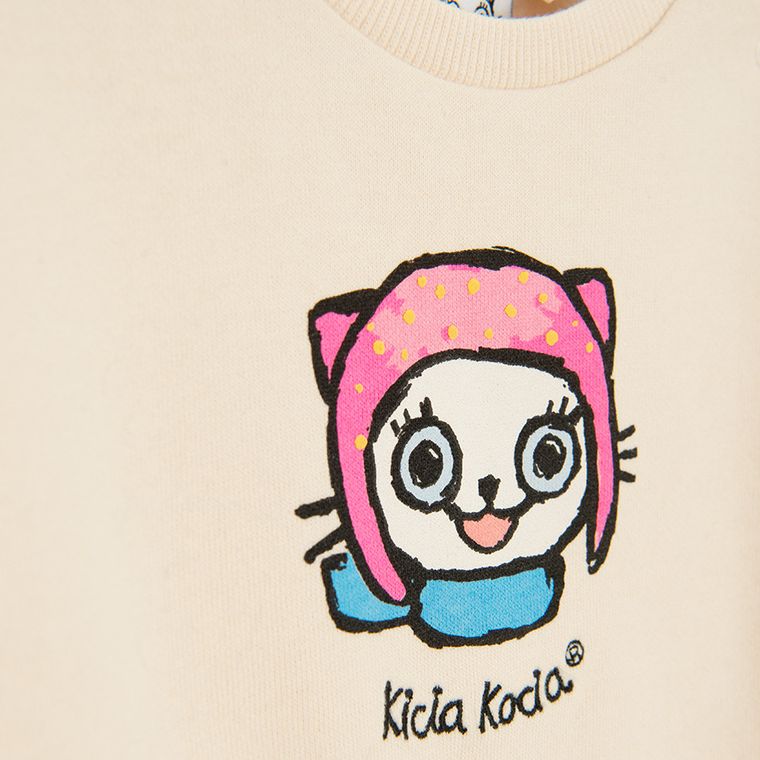 Cool Club, Sukienka dziewczęca z długim rękawem, beżowa, Kicia Kocia