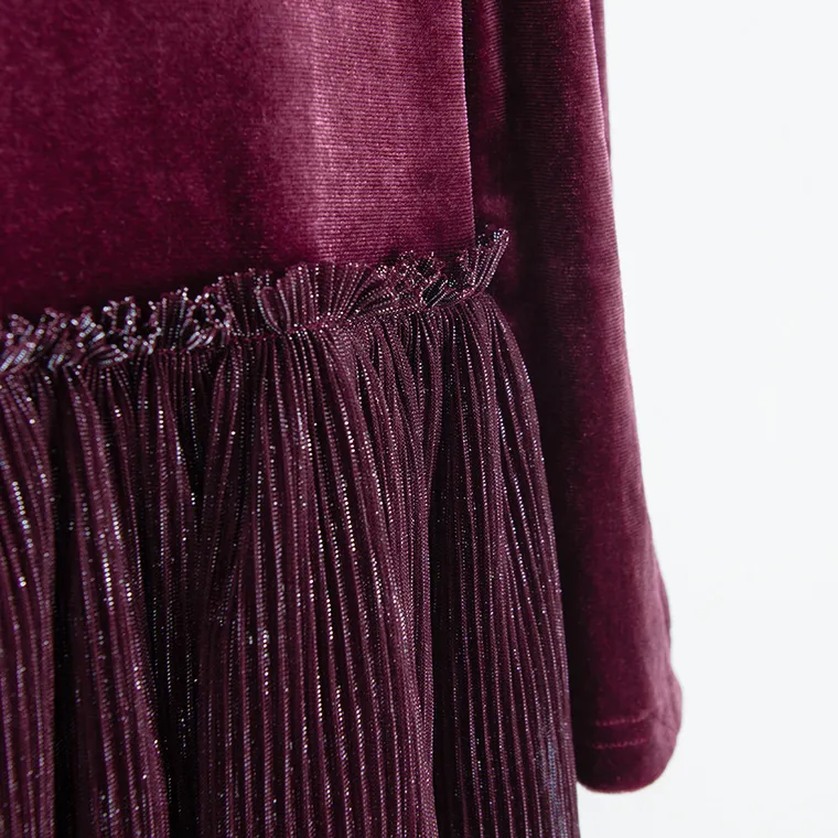 Cool Club, Sukienka dziewczęca z długim rękawem, ciemnofioletowa