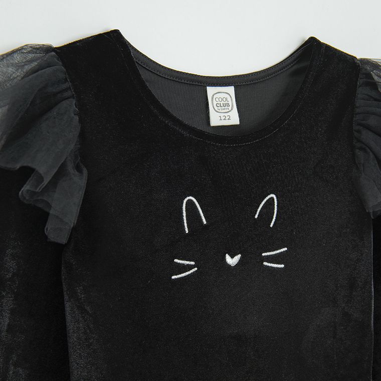 Cool Club, Sukienka dziewczęca z długim rękawem, czarna