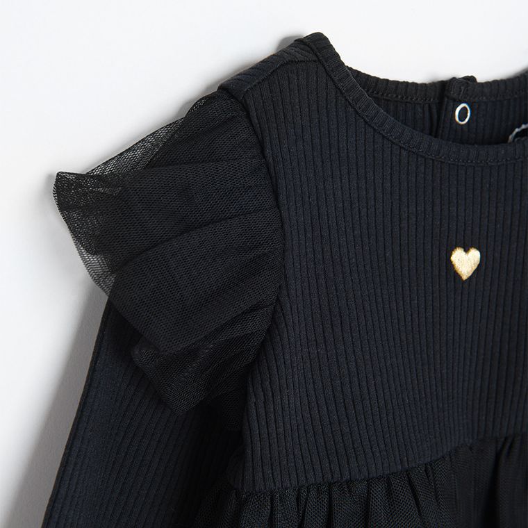 Cool Club, Sukienka dziewczęca z długim rękawem, czarna