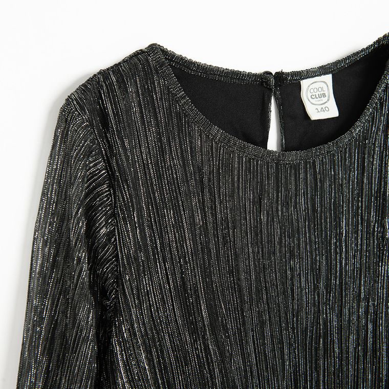 Cool Club, Sukienka dziewczęca z długim rękawem, czarna