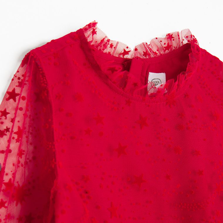 Cool Club, Sukienka dziewczęca z długim rękawem, czerwona