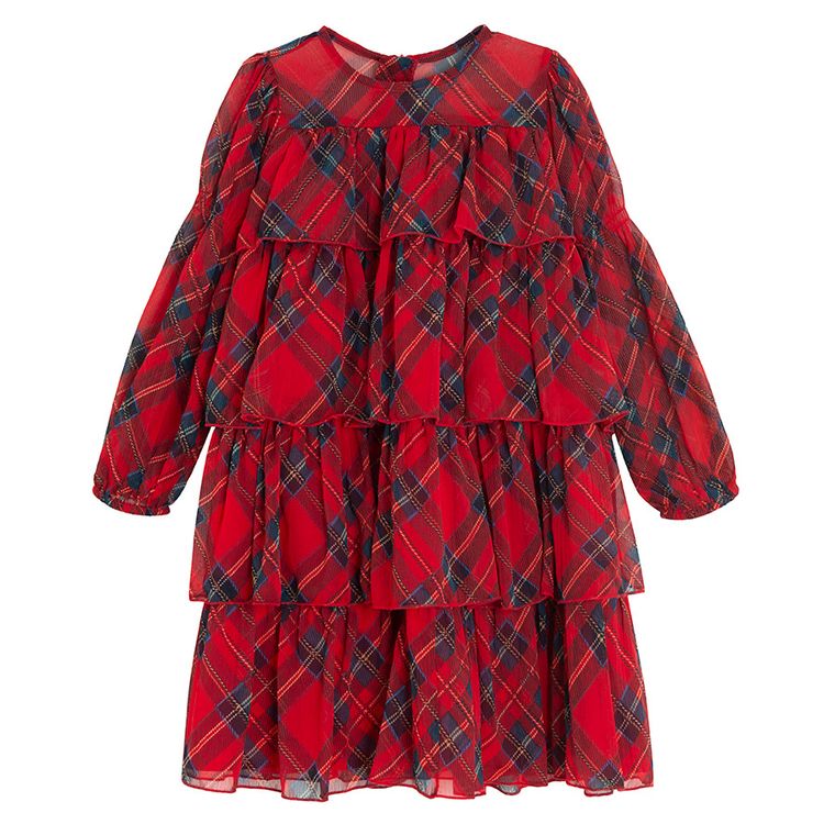 Cool Club, Sukienka dziewczęca z długim rękawem, czerwona