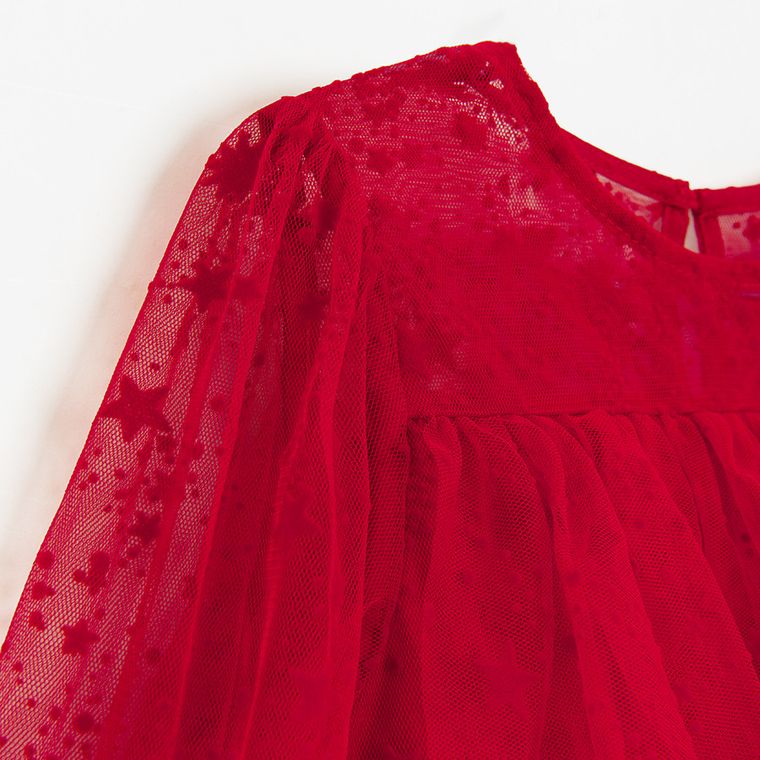 Cool Club, Sukienka dziewczęca z długim rękawem, czerwona