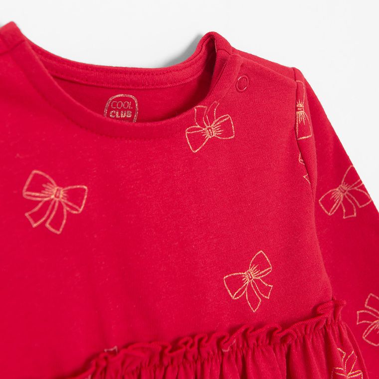 Cool Club, Sukienka dziewczęca z długim rękawem, czerwona