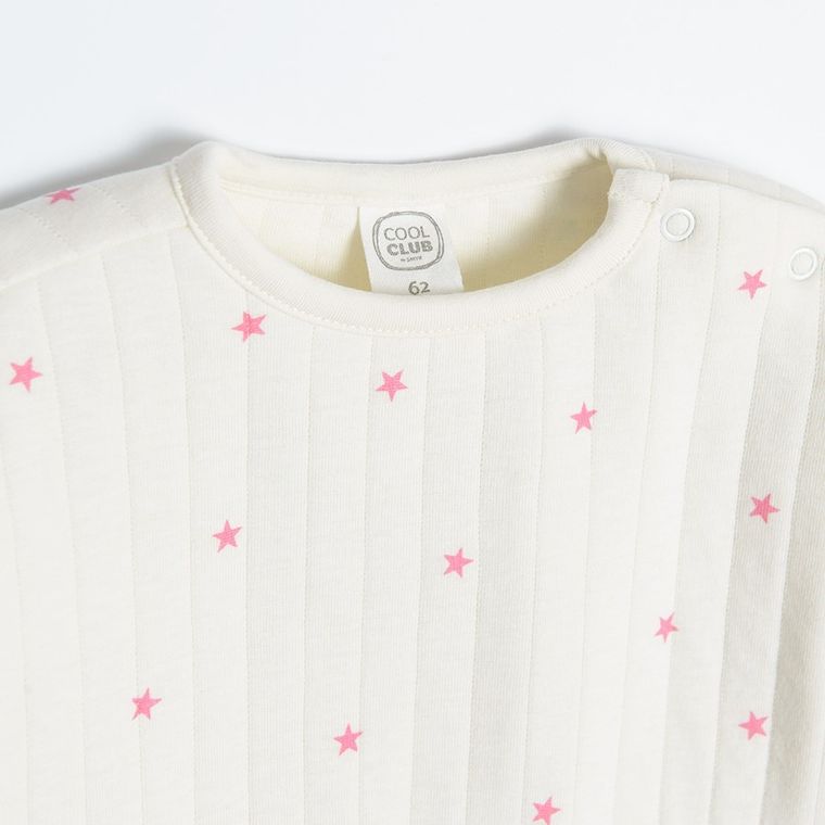 Cool Club, Sukienka dziewczęca z długim rękawem, ecru-fioletowa