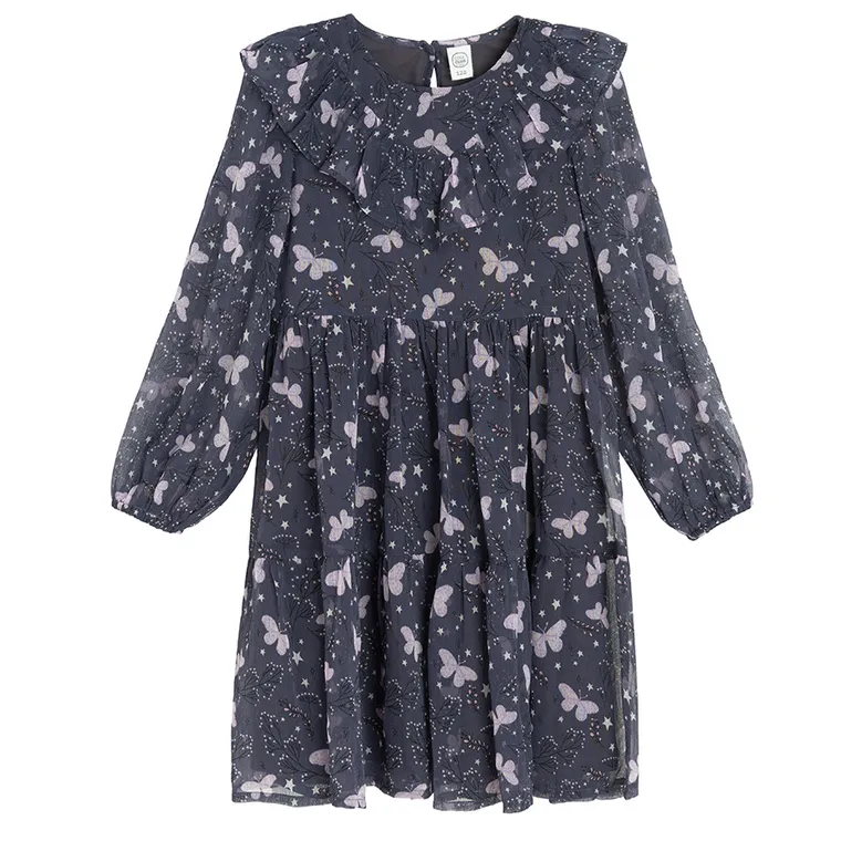 Cool Club, Sukienka dziewczęca z długim rękawem, fioletowa