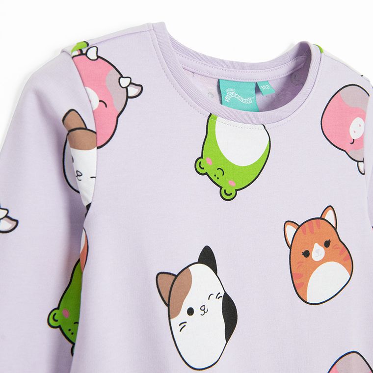 Cool Club, Sukienka dziewczęca z długim rękawem, fioletowa, Squishmallows