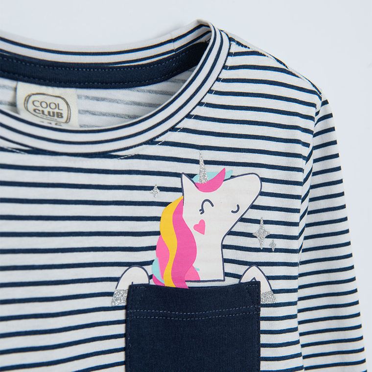 Cool Club, Sukienka dziewczęca z długim rękawem, granatowa