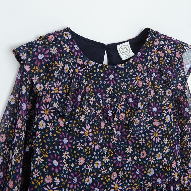 Cool Club, Sukienka dziewczęca z długim rękawem, granatowa