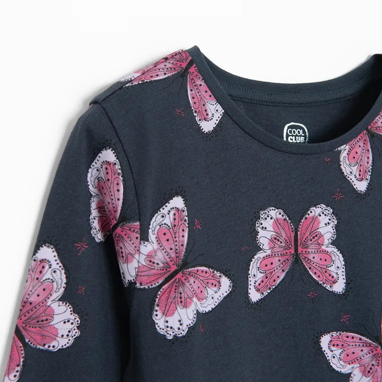 Cool Club, Sukienka dziewczęca z długim rękawem, granatowa