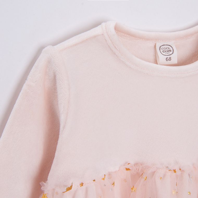 Cool Club, Sukienka dziewczęca z długim rękawem, jasnoróżowa