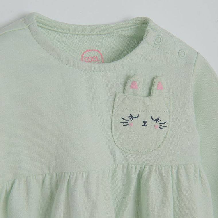 Cool Club, Sukienka dziewczęca z długim rękawem, miętowa