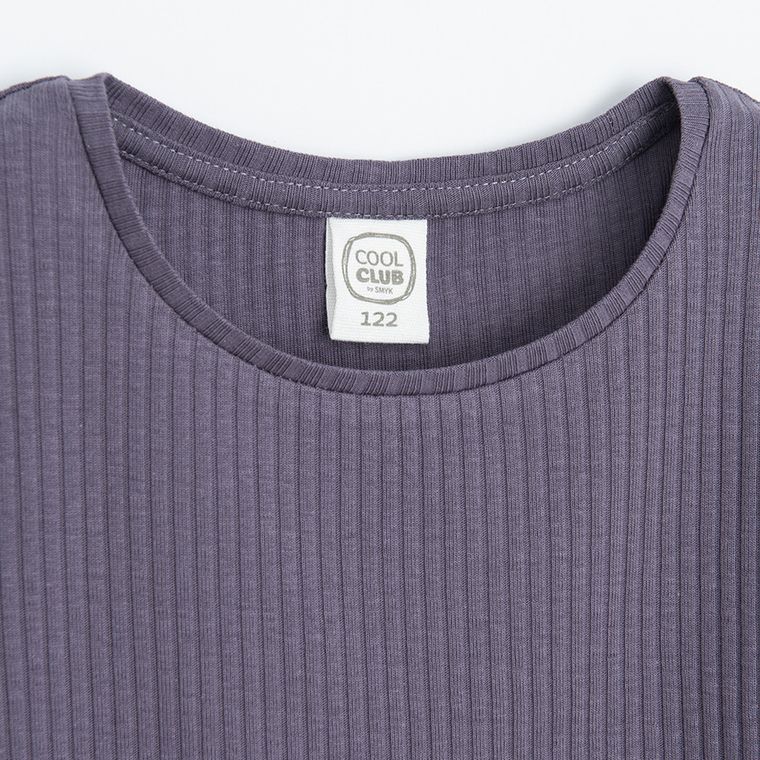 Cool Club, Sukienka dziewczęca z długim rękawem, prążkowana, fioletowa