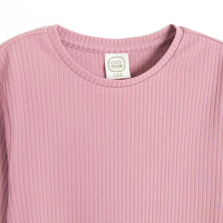 Cool Club, Sukienka dziewczęca z długim rękawem, prążkowana, fioletowa
