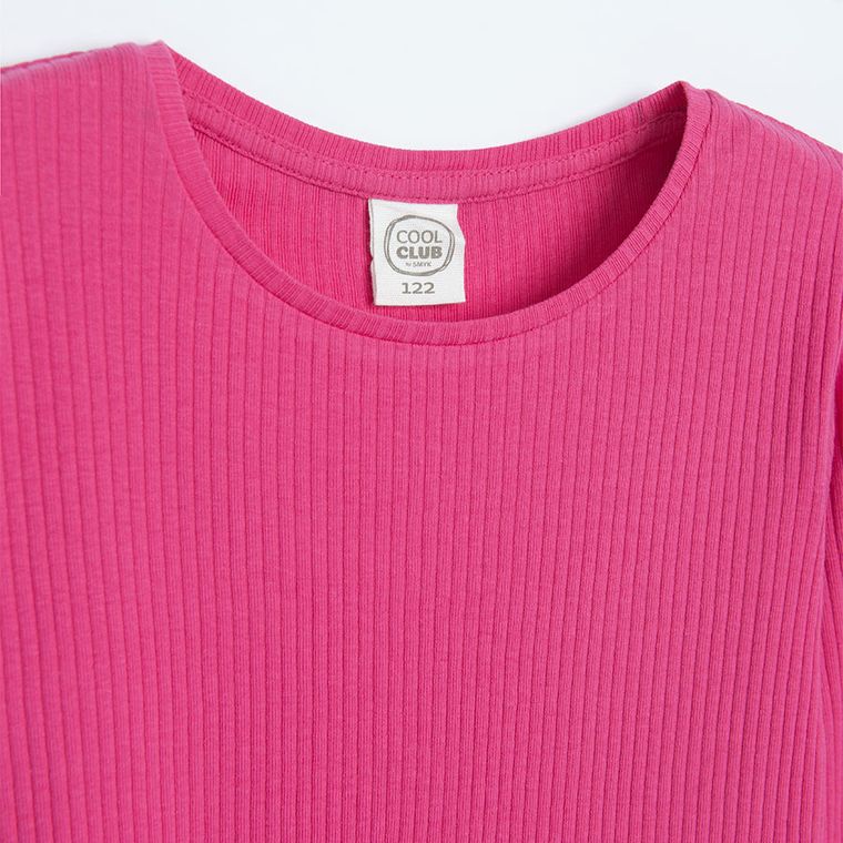 Cool Club, Sukienka dziewczęca z długim rękawem, prążkowana, różowa