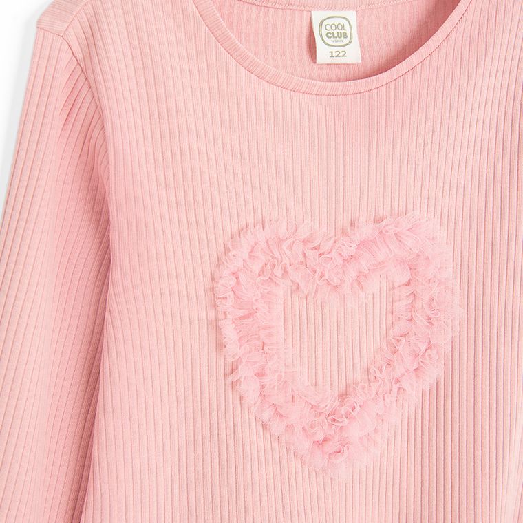 Cool Club, Sukienka dziewczęca z długim rękawem, prążkowana, różowa