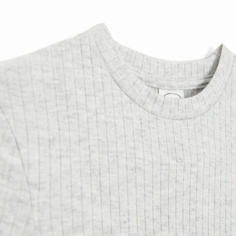 Cool Club, Sukienka dziewczęca z długim rękawem, prążkowana, szara melanż