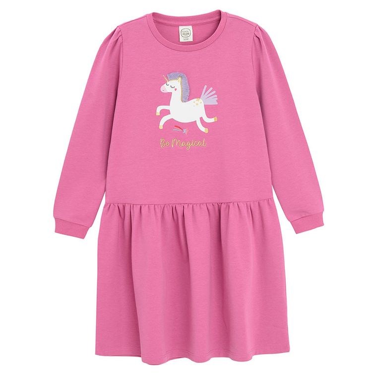 Cool Club, Sukienka dziewczęca z długim rękawem, różowa
