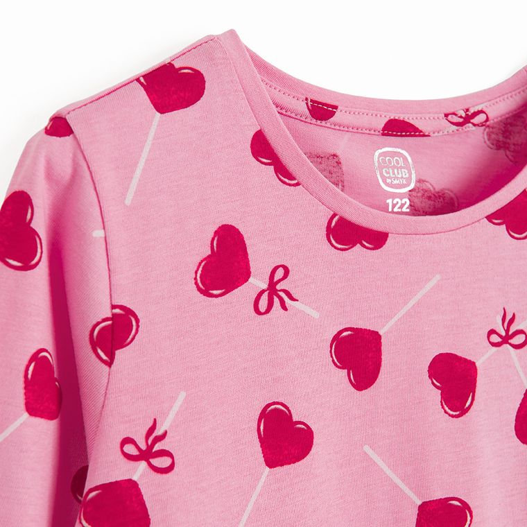 Cool Club, Sukienka dziewczęca z długim rękawem, różowa