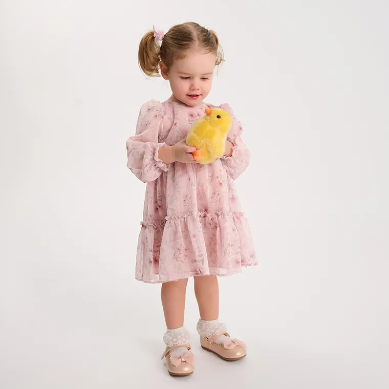 Cool Club, Sukienka dziewczęca z długim rękawem, różowa