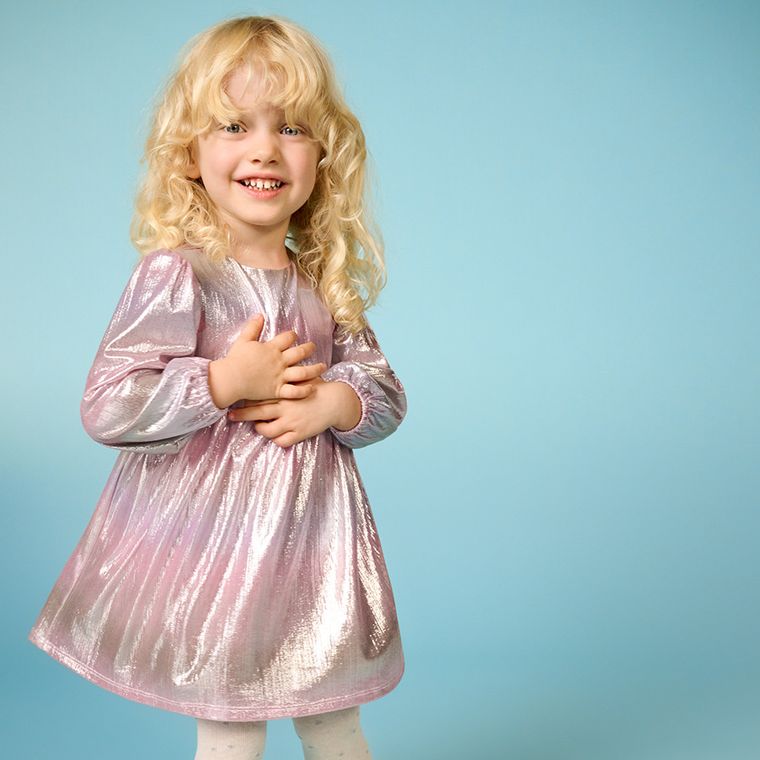 Cool Club, Sukienka dziewczęca z długim rękawem, różowo-złota