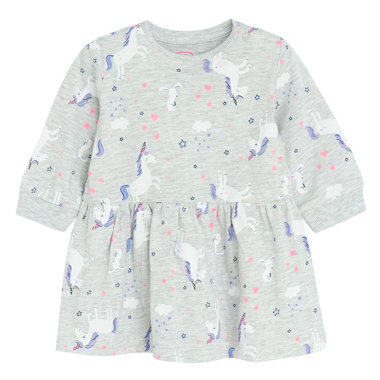 Cool Club, Sukienka dziewczęca z długim rękawem, szara