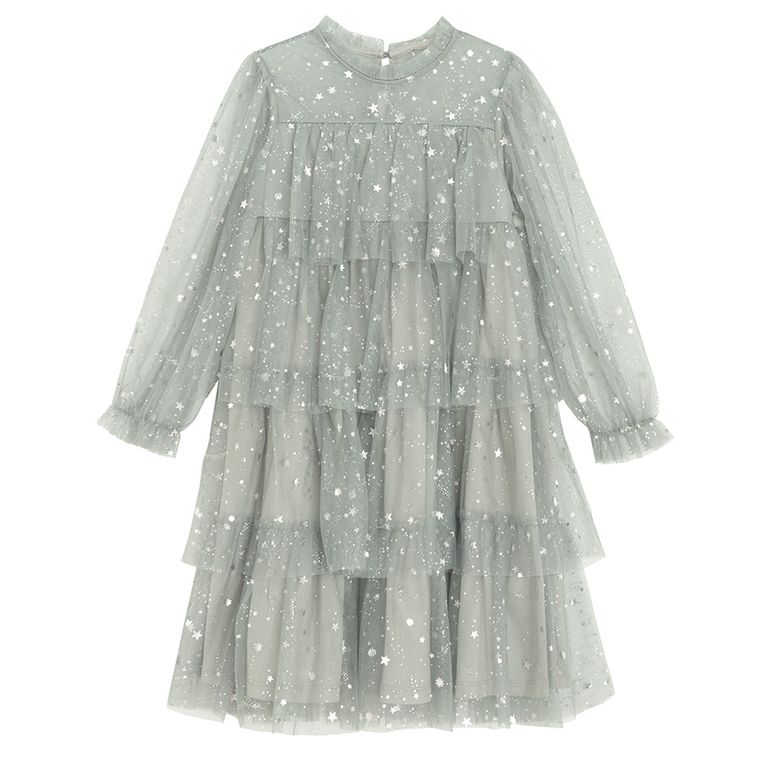 Cool Club, Sukienka dziewczęca z długim rękawem, szara