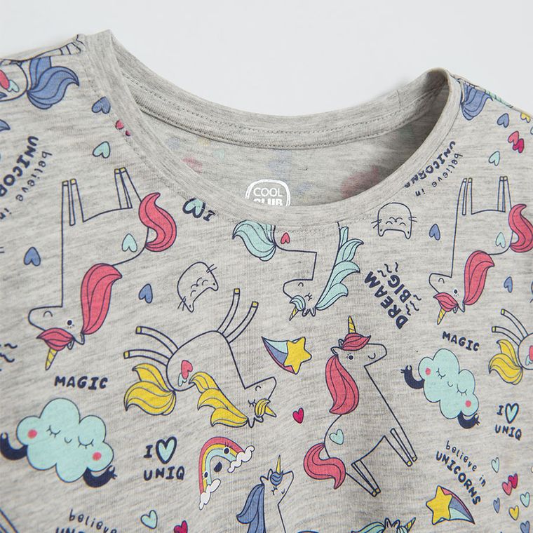 Cool Club, Sukienka dziewczęca z długim rękawem, szara melanż