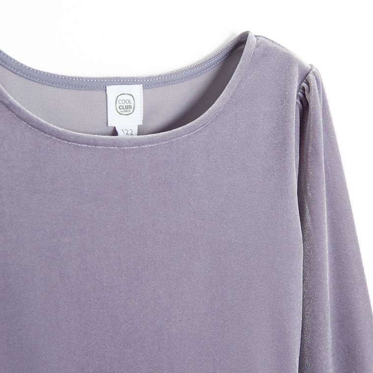 Cool Club, Sukienka dziewczęca z długim rękawem, welurowa, fioletowa