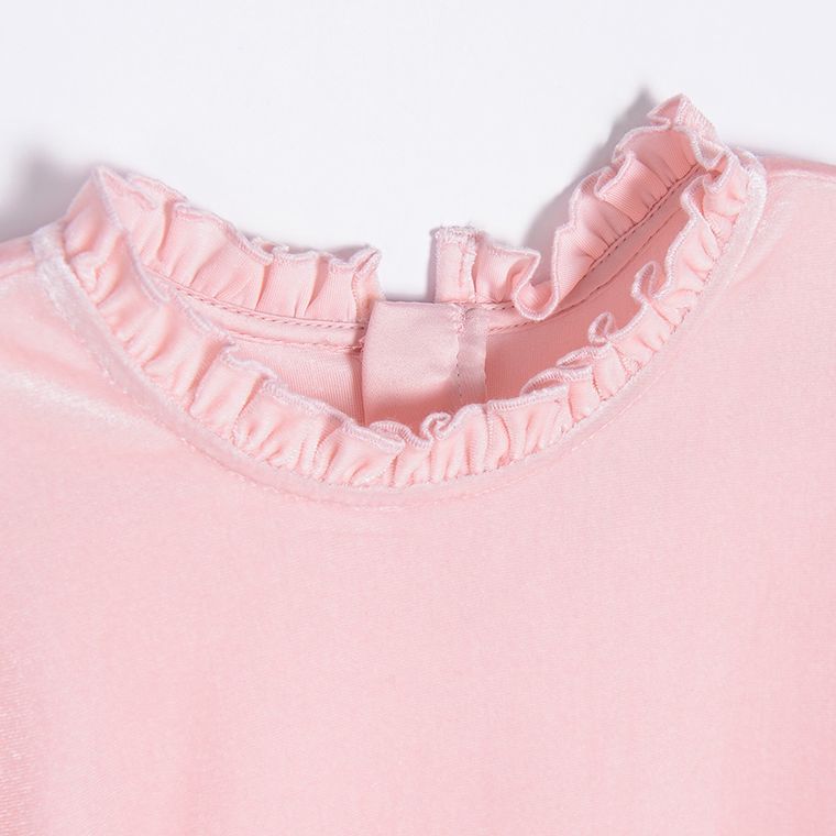 Cool Club, Sukienka dziewczęca z długim rękawem, welurowa, jasnoróżowa