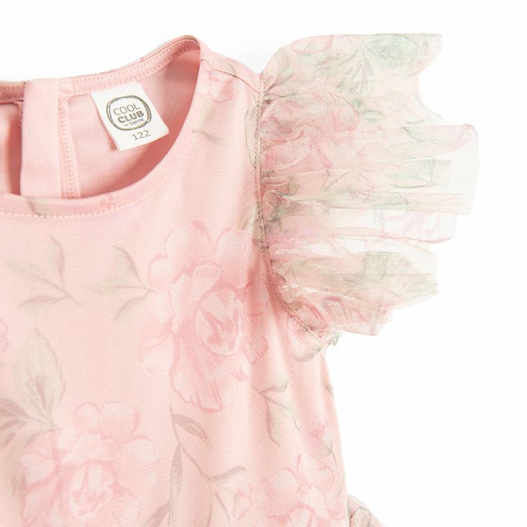 Cool Club, Sukienka dziewczęca z krótkim rękawem, beżowa